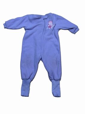 Vintage Snugabye Convert-A-Foot Girls Purple Kitty Fleece Sleeper Pajamas